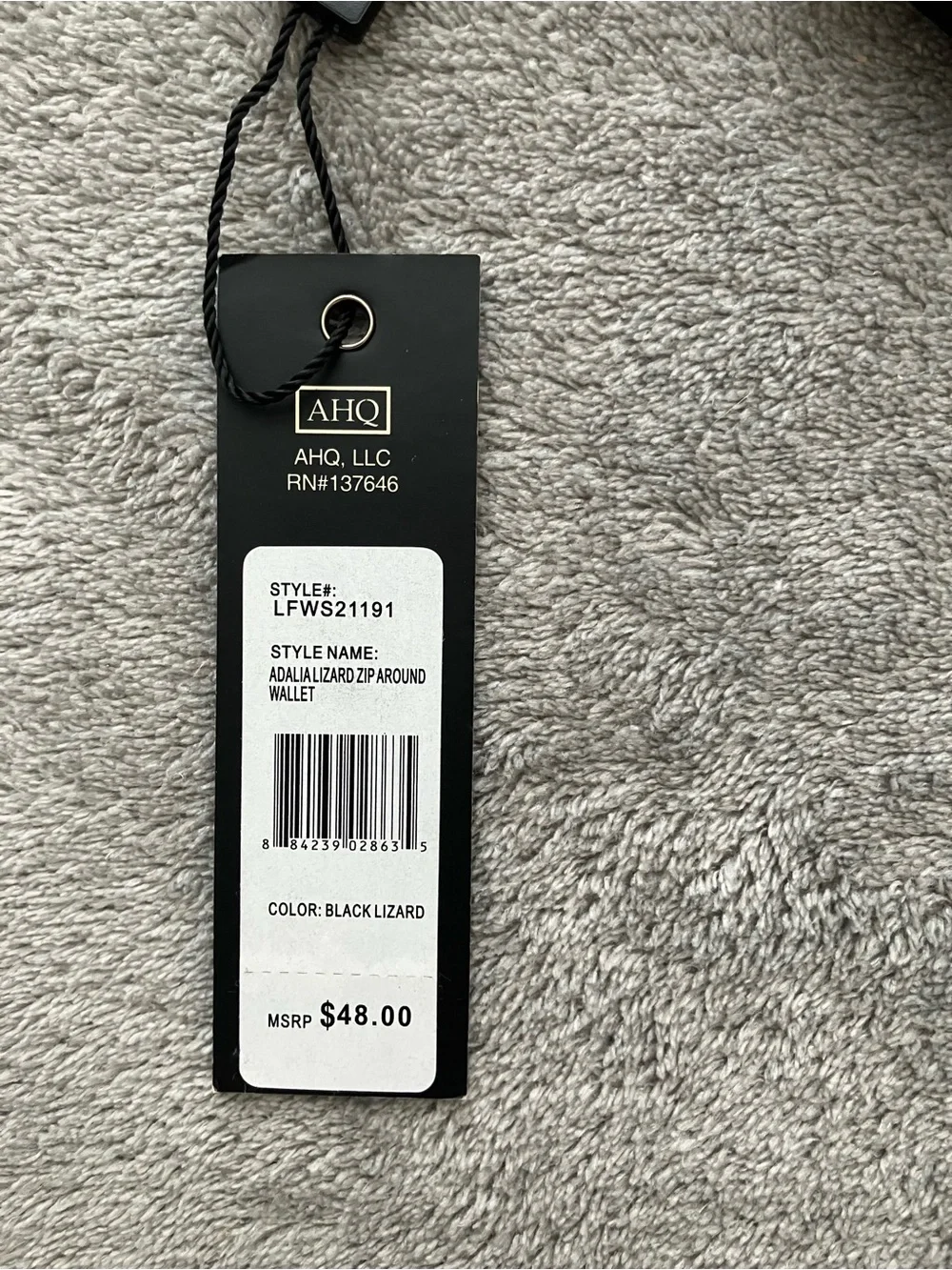 NWT London Fog Black Adalia Lizard Zip Around Wallet